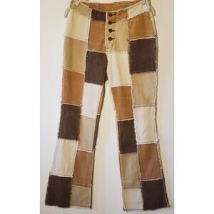 Zana Di Courderoy Patchwork Pants Hippie Festival Juniors Size 7 Browns Creams
